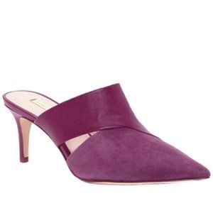 Louise et Cie Jelisa Amethyst Slip On Mule Mid Heel Pump Texture Block Suede